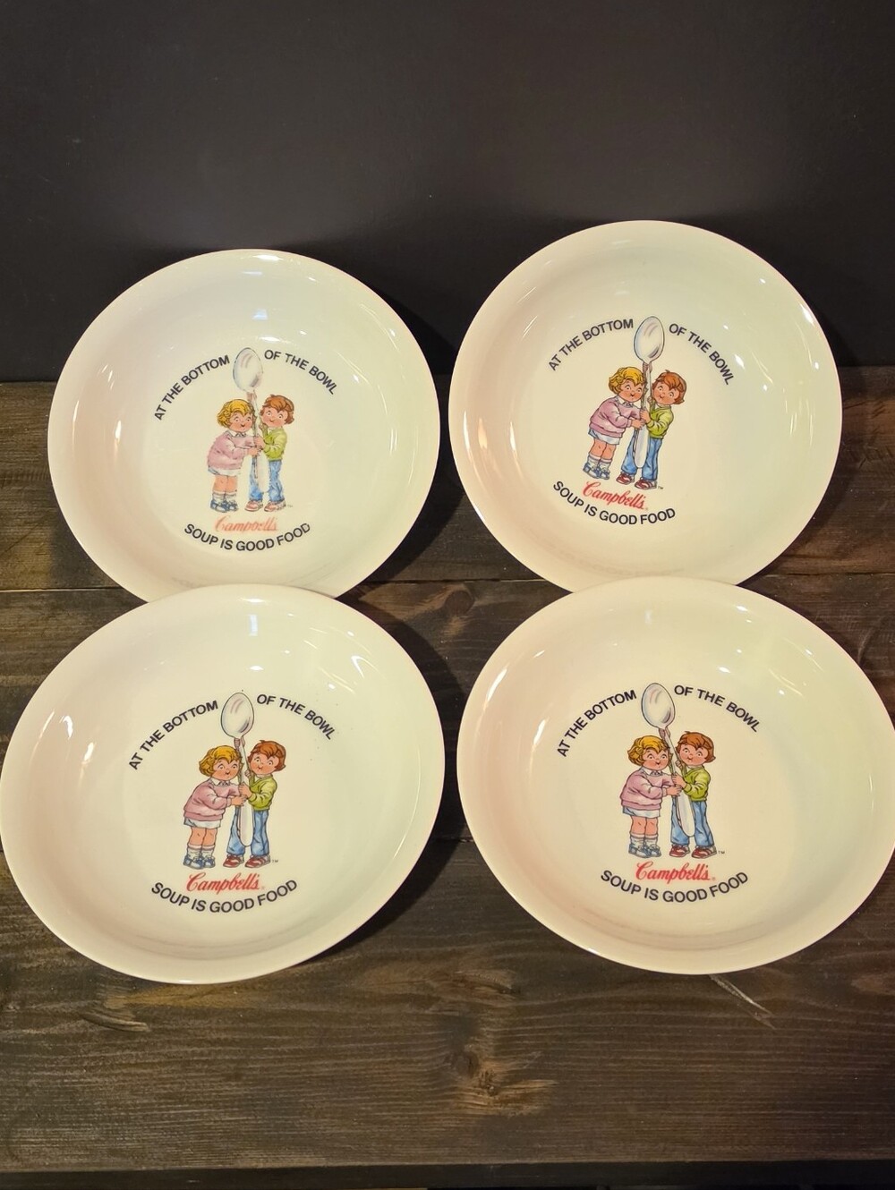 Vintage Campbell’s Soup Kids Porcelain Bowls Set of 4 Anchor Dinnerware Japan